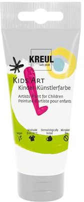 KREUL 43301 - Kids Art Kinder-Künstlerfarbe, Weiß 75 ml Tube, Schulmalfarbe auf Wasserbasis, matte deckende Bastelfarbe für Leinwand, Papier und Karton, vegan