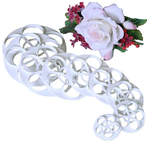 KALAIEN 11pcs set Rose Flower Cutters Set Sugar Paste Baking Mould Cookie Pastry Plunger Cutter Kitchen Tool