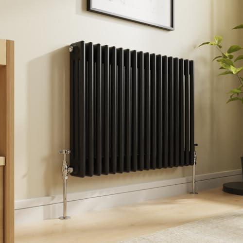 NRG Black Traditional Cast Iron Style Radiator Triple Panel Bathroom Radiators 600 x 830mm for Living Room