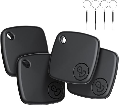 Air Tracker Tag 4 Pezzi, Smart Tracker Compatibile con Apple Dov'è (Solo iOS), Localizzatore con Cordino/Portachiavi, Trova Oggetti per Valigie/Chiavi/Bagagli/Portafogli, IP67, Batteria Sostituibile