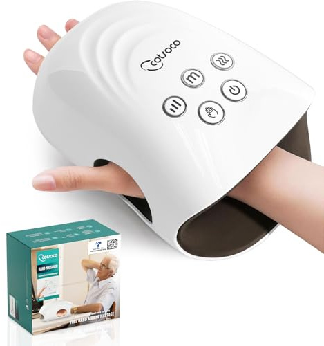 cotsoco Masajeador de manos con calor y compresión para artritis y túnel carpiano, regalos de cumpleaños para mujeres, madres y hombres, blanco, regalo para cumpleaños (cinta de colores y caja de