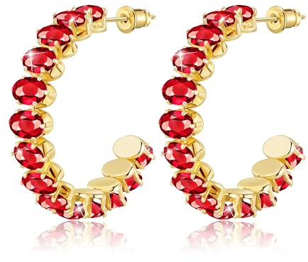 Linawe Boucles d'oreilles suspendues en or rouge rubis, grandes boucles d'oreilles en or, en acier inoxydable, pour femmes, bijoux tendance, boucles d'oreilles dorées hypoallergéniques avec pierre