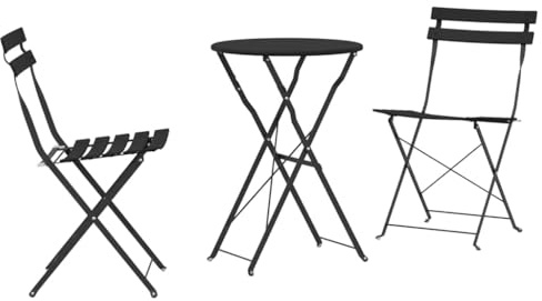 vidaXL Set Bistro Pieghevole 3 PCS Antracite Acciaio, Set di Mobili da Esterno Moderno, Sedie Bistro in Acciaio Durevole, Tavolo da Pranzo Resistente alle Intemperie, Seduta Compatta per Giardini