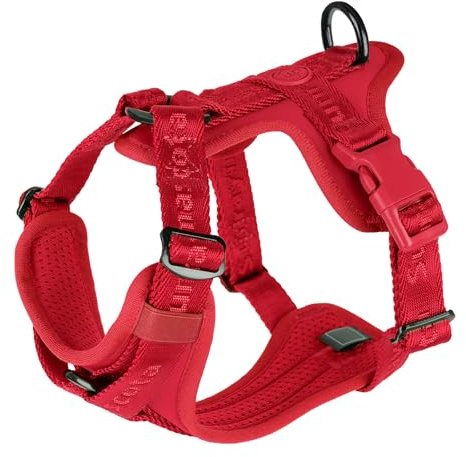 Sunraymascota Dog Harness Large Dog No Pull Dog Harness Lycra Elastic Padding, Adjustable, Breathable Mesh Vest, for Easy Walking & Training, Easy On/Off for Small Medium Large Dogs (Burgundy Red,L)