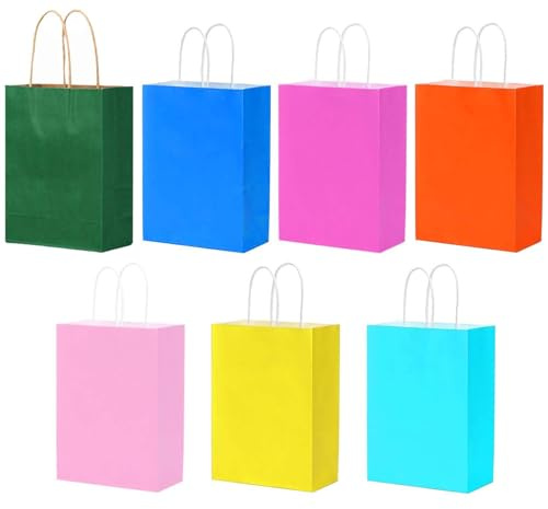 35 Pcs Paper Party Bags, Candy Gift Bags with Handles（vivid colour）