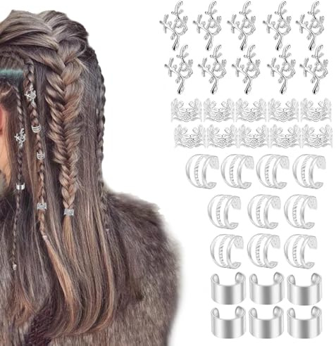 Gioielli Per Trecce - 40 Pinzette In Metallo Per Dreadlocks, Anelli Di Treccia In Metallo | Per Capelli Decorativi Per Donne E Ragazze, Acconciature Per Le Feste Del Cosplay, Account Target