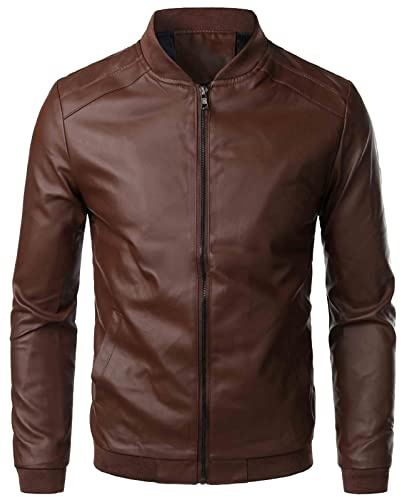Genérico Cazadora Cuero Hombre Aviador, Chaqueta Verano Moto Hombre Manga Larga Cremallera Cuero con Solapa Chaqueta De Cuero Vintage Multibolsillos Deportiva Casual Abrigo Informal Moderna Clásica