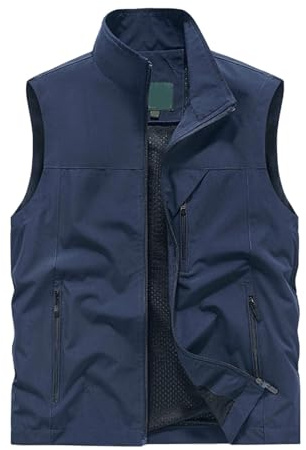 Gilet Casual Leggero Outdoor per Uomini, per Lavoro, Pesca, Fotografia, Viaggi e Golf, a Cerniera, Senza Maniche, con Tasche