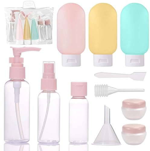 Travel Bottles for Toiletries,12 Pcs Silicone Travel Bottles Containers with Waterproof Bag Squeezable Travel Accessories for Lotion Shampoo Conditioner Skincare Cosmetics