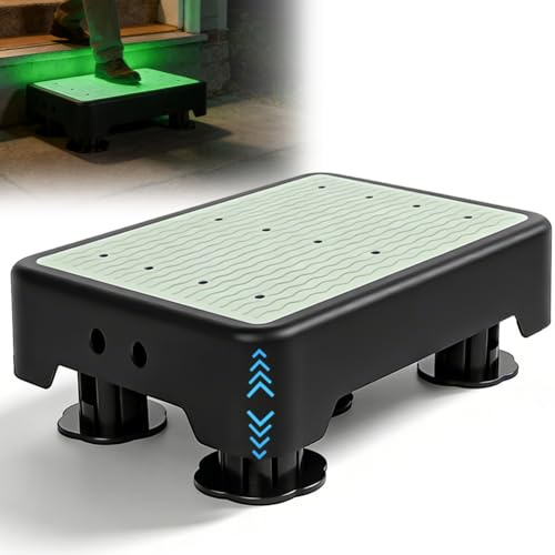 Sgabello Half Step, antiscivolo, semi-gradino, gradino fosforescente, gradino per interni ed esterni, ausilio per salire per anziani, antiscivolo, semi-gradino, regolabile in altezza a 3 livelli, max