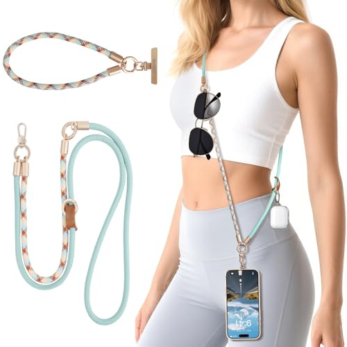 memumi 3-i-1 360° roterande telefon Crossbody rem, nack/handledsrem för iPhone 17Pro Max/alla telefoner stöldsäker snodd