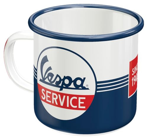Nostalgic-Art Taza esmaltada retro, Vespa – Service – Idea de regalo para aficionados as scooters, Copa para camping, diseño vintage con frase, 360 ml