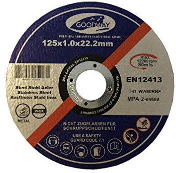 Lot de 10 disques à tronçonner professionnels - Diamètre : 125 mm - Épaisseur : 1,0 mm - Pour meuleuse Flex, meuleuse à tronçonner et meuleuse d'angle - En acier inoxydable