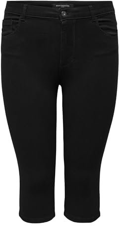 ONLY Carmakoma Damen Caraugusta Hw Skinny Dnm Knickers Sort Jeansshorts, Schwarz, 46 Große Größen EU