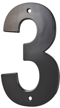 Targa numero civico 3 ,altezza 80mm Nero metallo, da avvitare - THIRARD