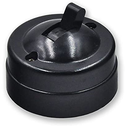 Uadme Interrupteur à Commande Unique, Interrupteurs D'éclairage Rétro, Interrupteur à Bascule Antique, Interrupteur Mural Plat Vintage, Interrupteur Rond Rétro, pour Maison Bureau Hôtel(Noir)