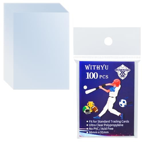 Pack of 100 Ultra-Clear Soft Trading Card Sleeves, Top Loading Card Sleeves for Standard Cards 2.5 X 3.5，Card Protector for Game Cards, Football, Sports Cards, Mini Photos
