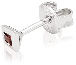 NKlaus Einzel 3,7mm Quadrat Ohrstecker 925 Sterling Silber echt Granat Ohrring Unisex 3769