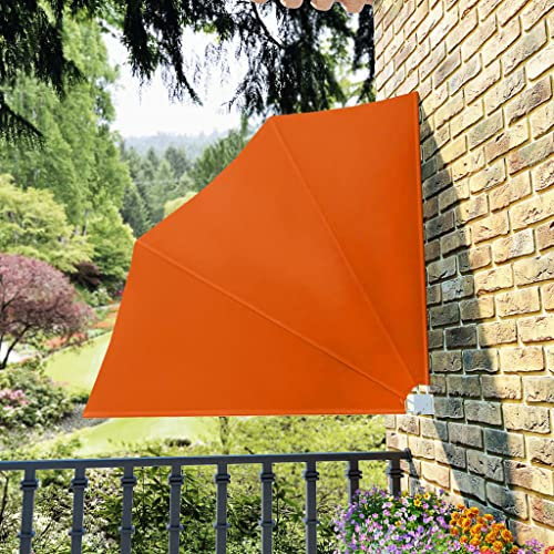 WIFESE 140x140 cm Tenda Balcone Esterno Pieghevole Tenda da Sole Laterale Paravento Laterale Parasole Protezione Privacy Anti UV per Balcone e Terrazza Arancione Impermeabile Poliestere