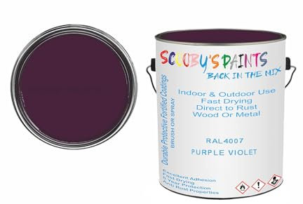 SCOOBYS PAINTS BACK IN THE MIX Anti Rust Direct to Metal Paint Protection prevents Corrosion indoor & Outdoor gloss Finish (250ML Tin, RAL4007 Purple violet)