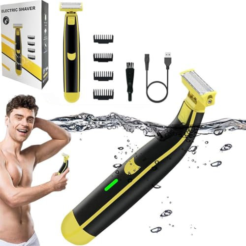 Afeitadora de cuerpo completo lavada en húmedo y seco, afeitadora eléctrica para hombre, lavado de cuerpo completo, doble afeitado, afeitadora eléctrica recargable en húmedo y seco, recortadora de