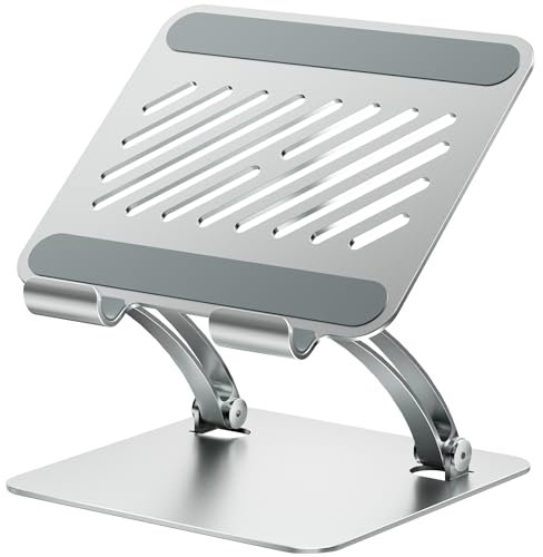 tounee Tablet Holder Stand, Dual Rod Adjustable Aluminum Desktop Stand, Compatible with 4.7-16.5 iPads, Surface Tablets, Portable Monitors, Kindle & More (Silver)