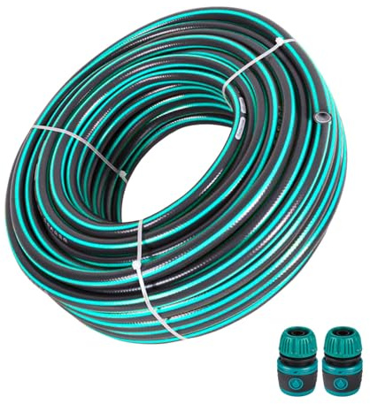 Alederways Garden Hose Pipe, 1/2 UV-resistant Long Hose, 4 Layers Explosion Proof Braided Reinforced Outdoor Water HosePipes for Garden Including Hose End Quick Connector (Blue, 20M/65Ft)