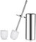 GERUIKE Scopino WC con Porta Scopino per WC da Terra Scopettino Bagno Scopino Bagno WC Contiene 2 Testina per Scopino Bianco e Portascopino in Acciaio Inossidabile Argento Cromo