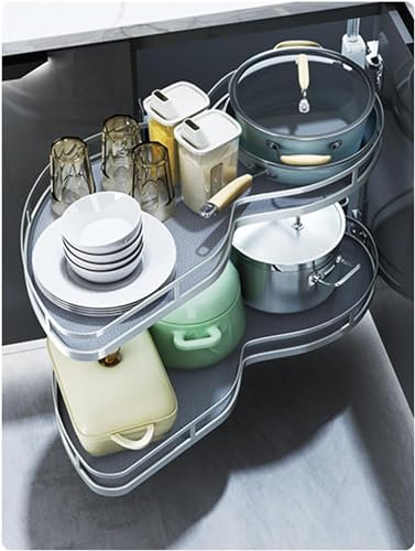 Organizzatore ad angolo da cucina girevole in altezza regolabile con carosello estraibile, include ciotola per spezie