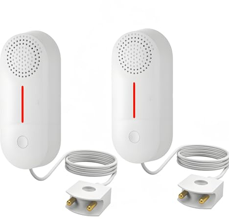 WiFi Water Leak Detector Alarm: Intelligent Water Sensor, 100 dB Low Water Level Sensor with Tuya APP Remote Monitoring, Wireless Tank Level Monitor for Basement, Kitchen, Bathroom (2PCS)