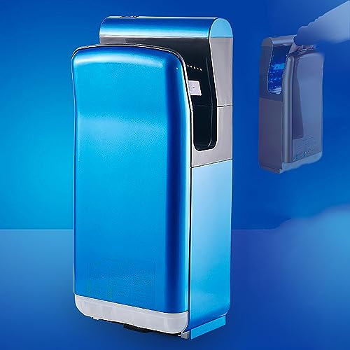 Secador de manos eléctrico automático para baño, secador de manos comercial, tipo chorro de doble cara, con luz LED y tanque de agua, tiempo de secado de manos 5-7 s, distancia de detección: 15 ± 3