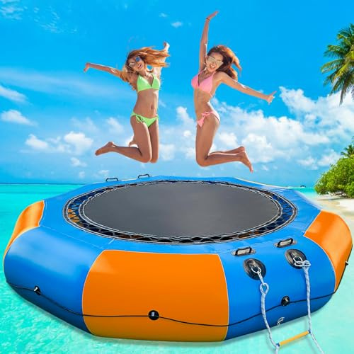 Ninghaovov 10/12FT Water Trampoline for Lake Pools Adults (Included Pump)