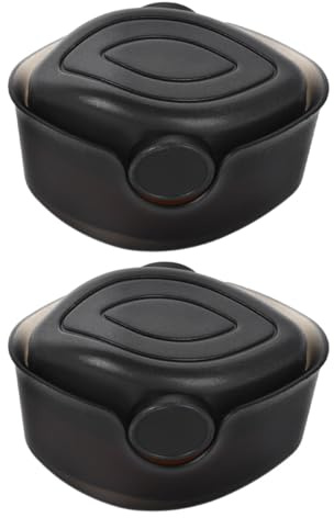 TOYZFRIENDY Brocha para Base Líquida y Rubor 2 Piezas Negra con Tapa Portátil Ovalada para Maquillaje Compacto y Viaje, Pincel Pequeño de Nylon Suave para Difuminar y Aplicar Polvo Natural
