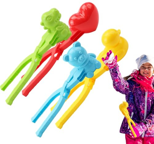 4pcs Snow Ball Maker Mold, Snowball Maker Clip, Cartoon Shaped Snow Shaper Molds, Winter Snowball Play Toys For Kids And Adults