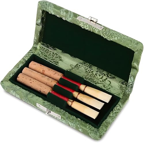 Estuche Oboe Reed, Funda de Tela de Madera y Seda, Oboe Reed Box, 3 Pcs Capacity para Músicos, Estudiantes y Profesionales