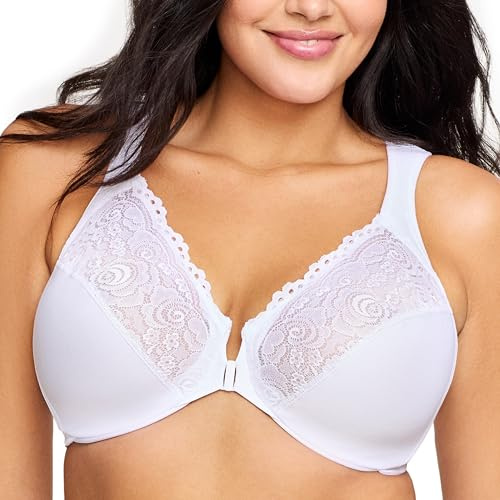 Glamorise Femme Wonderwire Fermeture Frontale Armature #1245 Soutien Gorge, Blanc, 115H EU