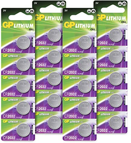 CR2032 - Confezione da 20 Batterie a Bottone al Litio 2032 da 3V – Made in Japan - Alta Qualità - GP Batteries