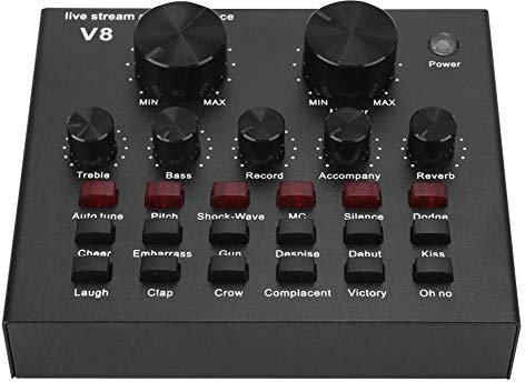 Tangxi Bluetooth Scheda Audio Esterna,Mini Mixer Audio Professionale,USB Sound Card per Cuffia/Microfono/Cellulare/Computer/PC/Karaoke con 112 Elettroacustici,18 Effetti Sonori,6 modalità Effetti