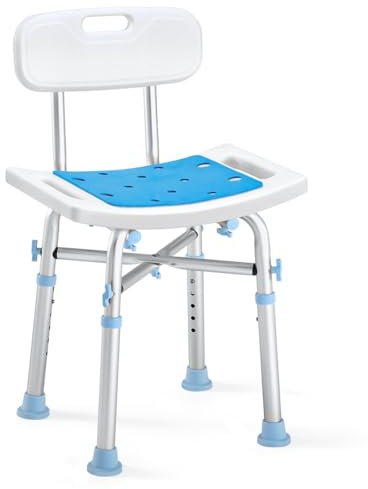 OasisSpace Duschstuhl mit Rückenlehne, 227 kg belastbar, Eva-gepolsterter Badesitz mit Haltegriff, rutschfeste Duschhocker für ältere Menschen, Senioren