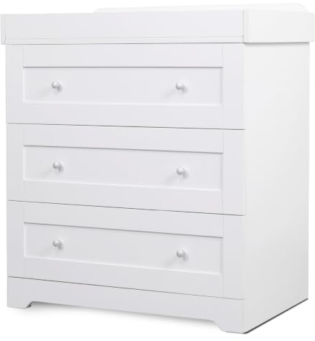 Tutti Bambini Rio Chest Changer, 3 Drawer Baby Dresser - White