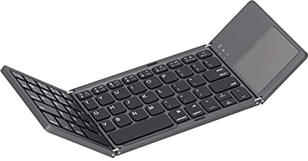 Fällbart Bluetooth-tangentbord, Vikbart Bluetooth-uppladdningsbart Tangentbord med Styrplatta, Stöd för Dubbla Lägen USB-kabelanslutning med Uppladdningsbart Batteri(svart)