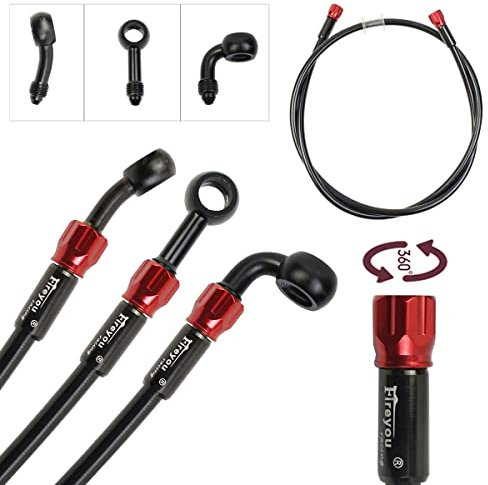 Tubo freno idraulico motociclo Tubo dell'olio Raccordo Tubo freno dell'olio Acciaio inossidabile intrecciato 400-2400 mm per bici da corsa ATV Dirt Pit Street (500 mm) (900mm)