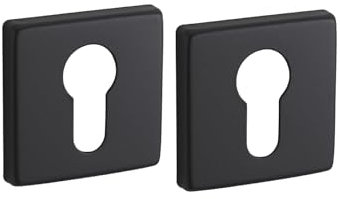 THIRARD - Ensemble de rosaces carrées Zibel, 50x50mm, trou de cylindre, noir mat