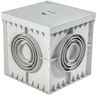 Archet étanche de sol électrique gris carré avec couvercle aveugle IP54 Archet d'arrosage et d'électricité en PVC pour jardin, drainage irrigation, installations électriques Tuyaux (300x300 mm)