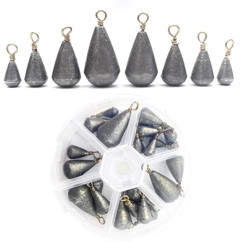 25 stycken droppformade fiskebly, bly, päronbly, fiske, 2g/3 g/5 g/7 g/10 g/15 g/20 g/30 g, dropshot bly med förvaringslåda, fiskeblyset för utomhusfiske