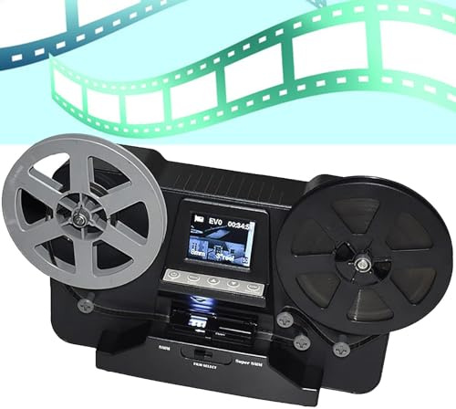 PixCy Escáner Película 8 Mm,Diapositiva Cámara,Escáner Negativo,Escáner Película,Convierte Convertidor Digitalizador Películas 8 Mm Y Super8, para Carretes De 3, 4 Y 5