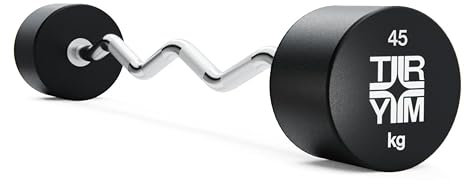 Trym SZ Stange mit Gewichten - Einzeln, 10kg bis 50kg, Gummiert, Kompakt, Grifflänge 89cm, Gerändelt, Rutschfest, Massiver Stahlkern - Curlstange, Langhantel, Kompakthantel, Langhantelstange, Gewichte