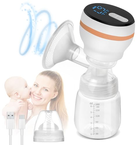 Unipampa Elektrische Milchpumpe USB Wiederaufladbare Brustpumpe, 4 Modi und 9 Stufen, Milchpumpe Elektrisch LCD-Display, Schmerzfreies, Geräuscharme Silikon Stillenpumpe, für zu Hause Unterwegs