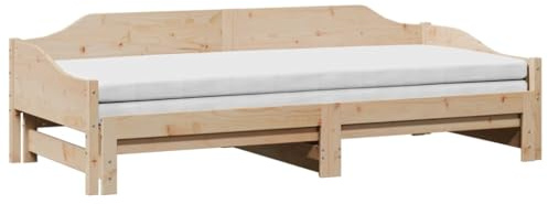 vidaXL Divano Letto con Letto Estraibile 90x190 cm Legno Massello Pino, divano letto estraibile, letto per ospiti, divano per ospiti, letto da giorno