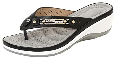 RLEHJN Orthopedic Flip Flops Women Arch Support UK Clearance Comfortable Wedge Sandals Non-Slip Beach Shoes Toe Post Slippers Wide Fit Walking Sandals Ladies Summer Shoes for Indoor and Outdoor